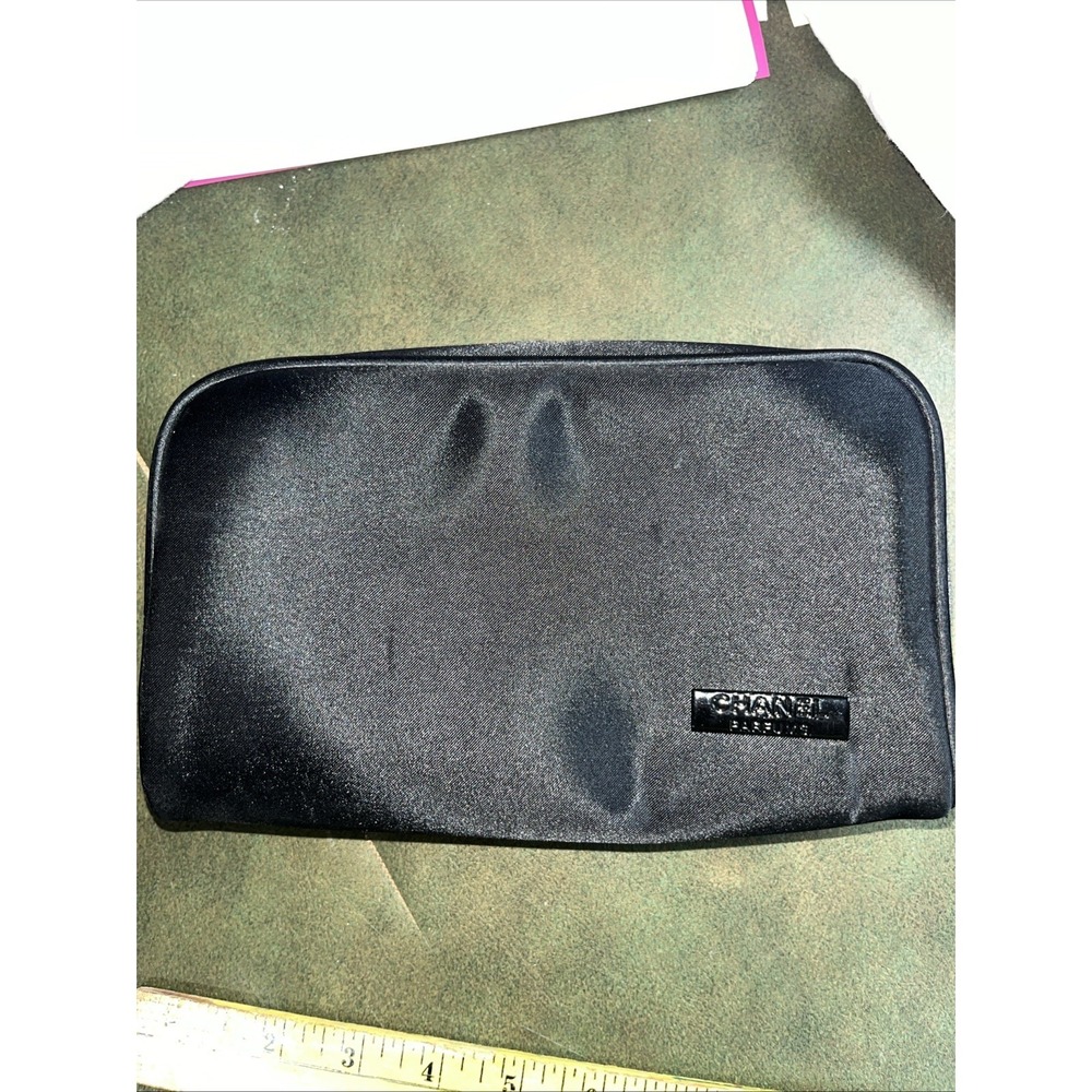 Chanel‎ Perfume Women's Makeup Pouch Cosmetic Bag Black Logo